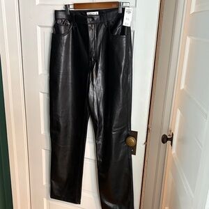 Abercrombie & Fitch Black High-Rise Leather Pants